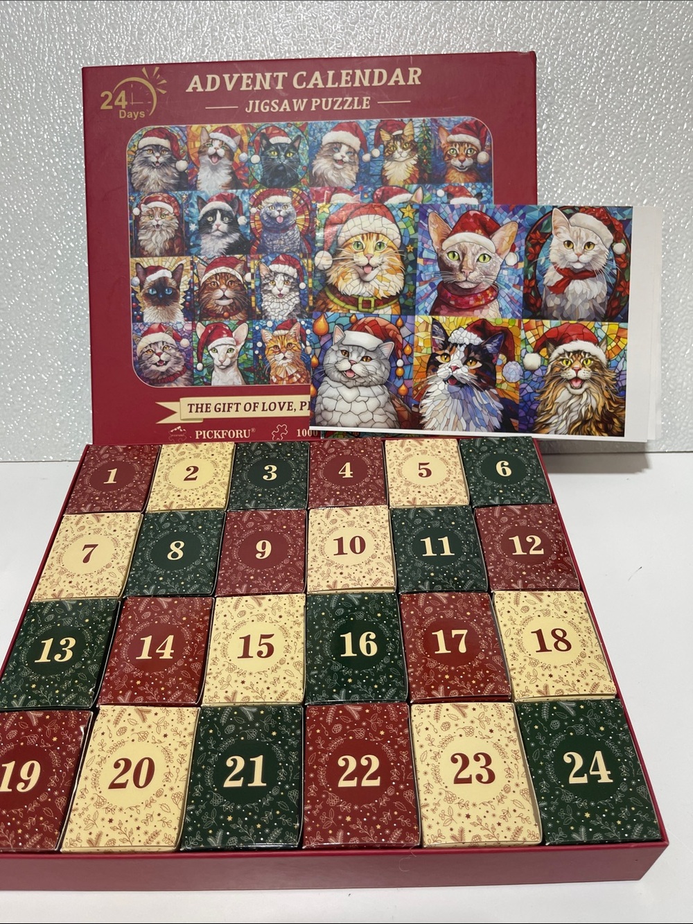 Red Advent Calendar Cat Jigsaw Puzzle - 1000 Piece Holiday Puzzle